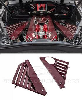 B-vent-345-rdcf Aftermarket Products Engine Bay Panel Cover For 20-up Corvette C8 Gm Factory Style Red Carbon Fiber