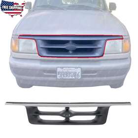 F57z8200kk Aftermarket Products New Front Grille Gray With Chrome Molding For 1995-1997 Ford Ranger Fo1200326