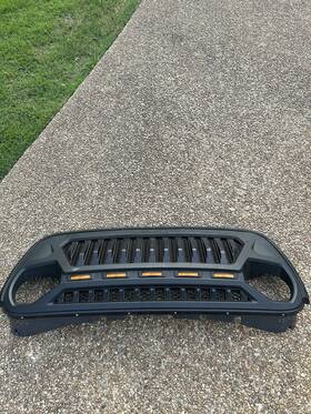 Ap-091922-03 Ap G Front Mesh Grille With Amber Running Lights For 2018-2023 Jeep Wrangler Jl Jt