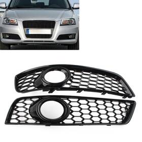 B-shiparts 550731837456 2 Bumper Honeycomb Fog Light Grille Cover With Hole For Audi A3 8p 09-2013 Black