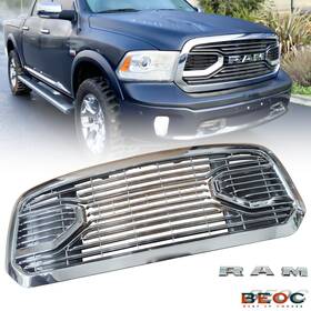 Zw-dq-1318y Beoc Chrome Front Bumper Grille For 2013-2018 Dodge Ram 1500 Big Horn Style With Letters