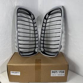 51137294803 Bmw 14-19 Oem F34 3 Series Gt Front Left And Right Kidney Grille Chrome/black Set