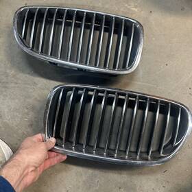 7200728 Bmw 11-13 F10 5 Series Front Left And Right Bumper Kidney Grille Chrome Set Oem