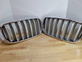7316076 Bmw 14-18 X5 F15 Front Set Grille Kidney Chrome Factory Silver Oem