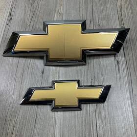 84722856 Chevrolet 84522876 2015-2020 Chevy Tahoe Suburban Chrome Yellow Bowtie Emblems Front &rear