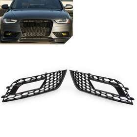 Comebuybestusa 310006326012 2 Front Fog Light Honeycomb Hex Mesh Grill Cover Black For Audi A4 B8.5 2013-16