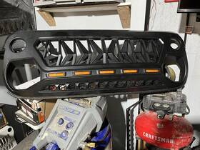 Mmr.20278 Connect Auto For 2007-2018 Jeep Wrangler Jk Jku Abs Matte Black Front Shark Grille Grill Grid