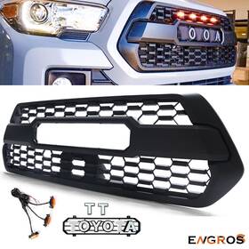 Engros-zw-tkm-1623mb Engros Front Grille For 2016-2022 Toyota Tacoma Bumper Grill Matte Black With 3 Led Light