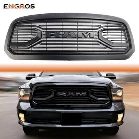 Wyyzwdq1318mb Engros Black Big Horn Front Bumper Grille Fits For 2013-2018 Dodge Ram 1500 With Letters