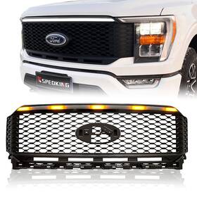 X0038hxghr Ford 2021-2023 F150 Toxic Storm Front Grill With Drl Lights Matte Black