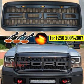 Adv-hg-ffsd05v3 Funki88 Front Grill For Ford F250 Super Duty 2005-2007 Raptor Style Black With Letters Led
