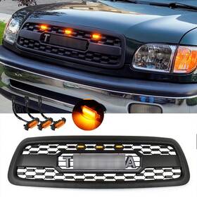 Drtttwz001 Funkit-car Black Front Grille Fits For 2000 2001 2002 Tundra With Led Lights