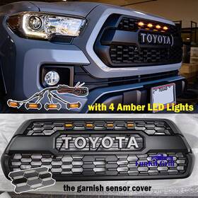 Funkit-grill 2694cc L4 For Tacoma 2016-2023 Bumper Grille Black Mesh With 4leds Garnish Sensor