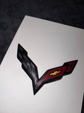 Gm 23183715 2014-2019 Corvette C7 Front Bumper Carbon Flash Cross Flags Emblem