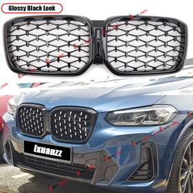 Ixuan-x3-x4-grille-2022-gb H Hengyi Soul For Bmw 2022 2023 X3 X4 G01 G02 Front Kidney Grill Grille Gloss Black Diamon