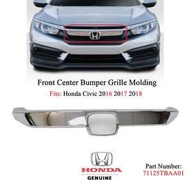 71125tbaa01 Honda Original 2016-2018 Civic Front Center Bumper Grille Molding