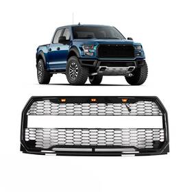 Kcpt7154g2mbk Jx Kcpt7154g2mbk& Front Upper Grille Mesh Style Matte Black With Amber Lamp For Ford F150 2015-2017