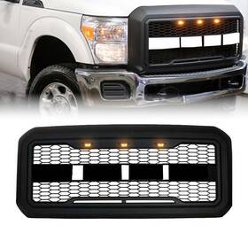Kcpt7163g2gbk Jx Kcpt7163g2gbk& Front Bumper Upper Grille Gloss Black For Ford F250 F350 2011-2016 Raptor Style