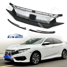 Kingparts-auto For 2016 2017 2018 Honda Civic Front Bumper Upper Grille Black Eyelid Molding