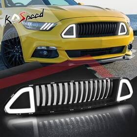 Ko61155s Ko Speed Open-box Led Drl Vertical Upper Bumper Grill Grille For Ford Mustang 2015-2017