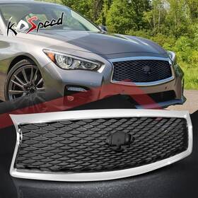 Ko80170s Ko Speed Open-box Chrome Bezel Front Hood Bumper Grille For Infiniti Q50 2014-2017
