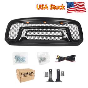 By-ga101 Powace Usa Front Grill For 2013-2018 Dodge Ram 1500 Bumper Hood Grille With Letters&leds