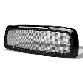 Profgram02rvtmebkd4 Proexhaust Defective For 02-05 Dodge Ram Rivet Bolt Steel Mesh Front Bumper Grille Black D4