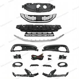 Eb1zwfciv1314pc Roky 14pc For Civic Sedan 2013-2015 Bumper Upper Lower Chrome Grille Fog Lights B