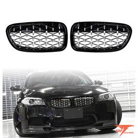 Saf-109010221 Saf-auto-parts Gloss Black Front Kidney Grille For Bmw 5 Series F10 F11 09-17 Diamond Look