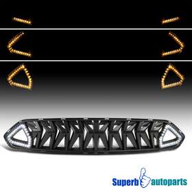 Jr3z8200ad Superbautoparts Fits 2018-2022 Ford Mustang Shark Style Hood Grille With Led Sequential Signal