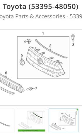 53395-48050 Toyota 2023 Tacoma Grille Seal Oem Front Weather Strip