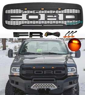 Ptwl7234g2mbk Toyoton-shop Ptwl7234g2mbk& Grille For 1999-2004 Ford F250 F350 Super Duty Raptor Style Grill With Letter And Led