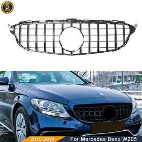 C180 Wpkmotors 725414640702 Black Gtr Front Grille For 2015-2018 Mercedes W205 C200 C300 C43 Amg Grill
