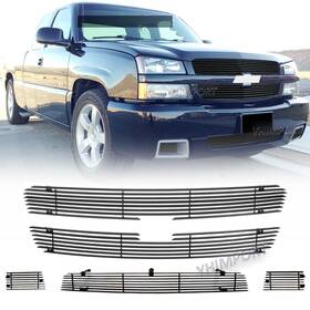 21017886hw Yhimport Black Grille Fits 2003 2004 2005 Chevy Silverado 1500 Ss Billet Grill Combo 5pcs