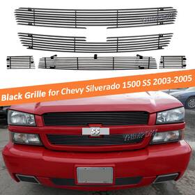 21017886hy Yhimport Fits 2003 2004 2005 Chevy Silverado 1500 Ss Black Billet Grille Insert Combo