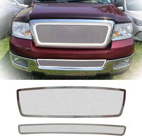 21027996tw Yhimport Fits 2004-2005 Ford F-150 Stainless Grille Chrome Mesh Upper Bumper Grill Combo