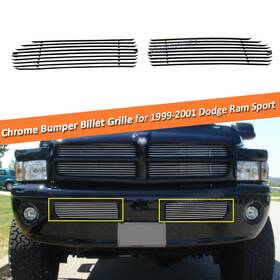 23015075ay Yhimport Fits 1999 2000 2001 Dodge Ram Sport Polished Bumper Billet Grille Insert Grill