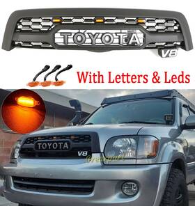 2005-2007sequ Yunchengshiyanhuqumengz Front Hood Grille For Sequoia 2005-2007 Bumper Grill Black Mesh With Letters And Leds