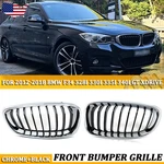 Pair For 2014-18 Bmw F34 3-SERIES Gt Gran Turismo Front Nose Grille Chrome Black. Fixed Price $67.50.