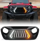 Matte Angry Grille W/ Amber Lights For 2018-25 Jeep Wrangler Jlu Black. Fixed Price $161.98.