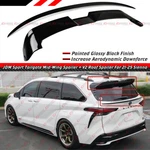 For 21-26 Toyota Sienna Gloss Black Sport Trunk Mid Wing + V2 Rear Roof Spoiler. Fixed Price $249.99.