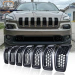 For 2014-2018 Jeep Cherokee Front Hood Grill Inserts Mesh Trim Gray Black 7PCS. Fixed Price $39.98.