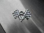 1964 Studebaker Lark Daytona V8 Cross Checkered Racing Flags Factory Roth Emblem. Fixed Price $75.00.