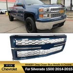 Front Grille Deep Ocean Blue+chrome For 2014-2015 Chevrolet Silverado 1500. Fixed Price $160.54.