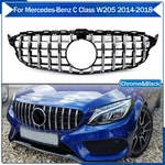 Gt Front Bumper Grille For Mercedes-benz W205 C205 C300 2015-18 Chrome+blk. Fixed Price $75.99.