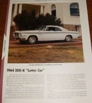 1964 Chrysler 300-K Specs Info Photo 300K 413 Mopar Letter Car. Fixed Price $5.99.