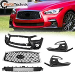 Front Complete Bumper Set W/ Grille Fog Light Bezels For Infiniti Q50 2018-2024. Fixed Price $369.99.