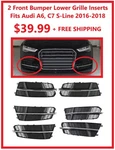 Front Bumper Lower Grille Inserts Fit Audi A6 C7 S-line 2016-2018 Matte Black. Fixed Price $39.99.