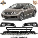 Front Lower Grille & Fog Light Assembly For 2013-2015 Honda Civic. Fixed Price $113.30.