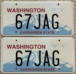 Nice Pair Of Washington Personalized License Plates 1967 Jaguar. Fixed Price $84.99.